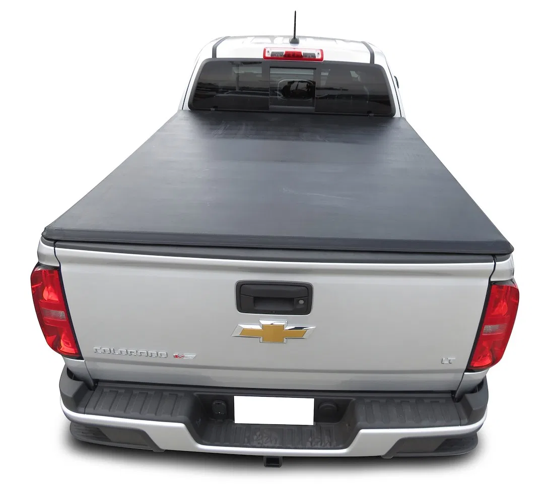 PRS-GM32 – BLACK HORSE Tonneau Cover, Soft Folding 2 Folds/ 3 Panels Not Hinged In Front Black Vinyl
